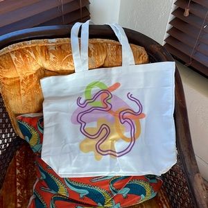 Handmade abstract printed tote bag